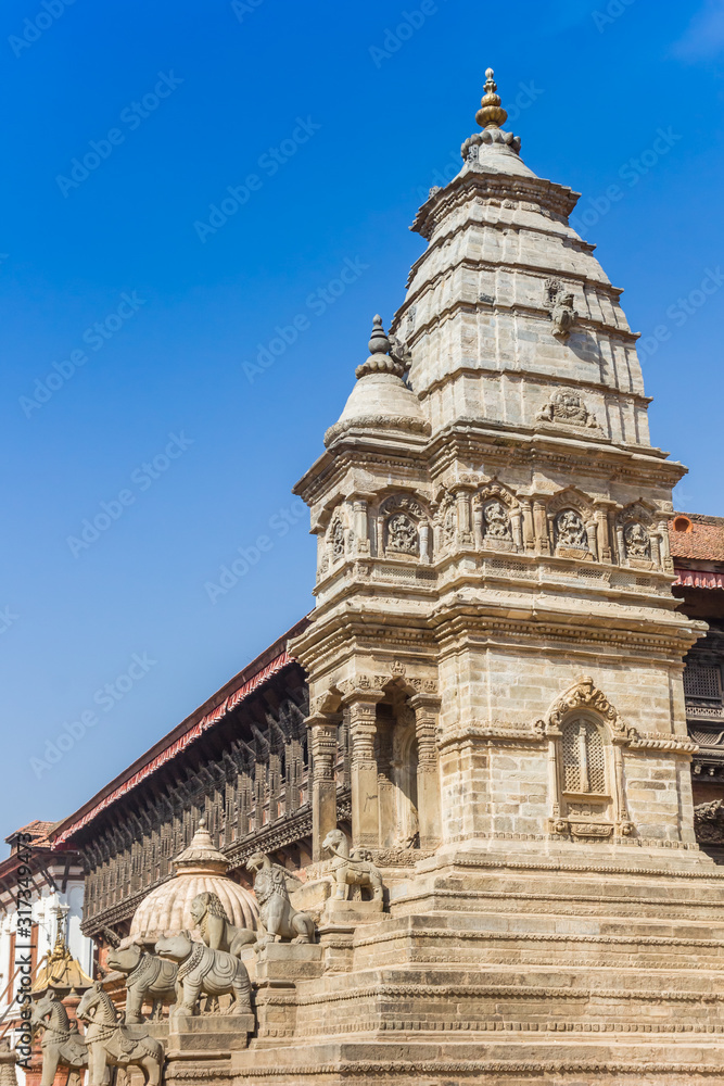 Tower of the Siddhi Laxmi Temple at the Durbar Square of Bhaktapur, Nepal