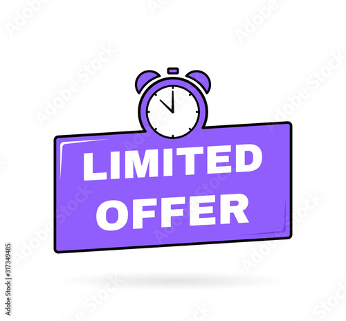 Limited offer geometric badge with stopwatch label. Vector illustration