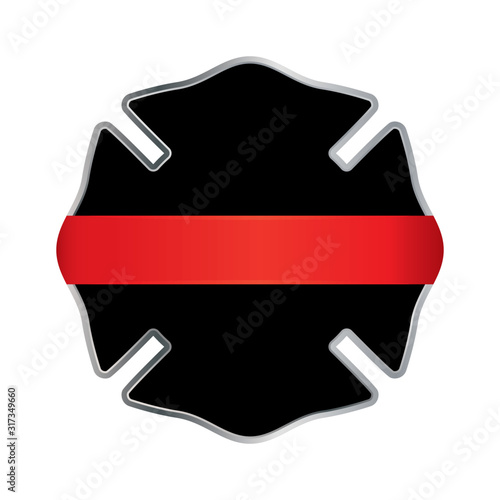 Firefighter Thin Red Line Badge Emblem Illustration
