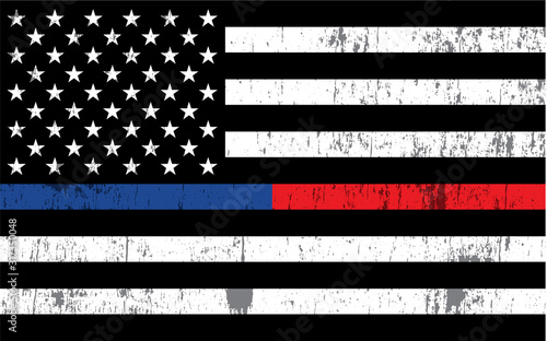 Police and Firefighter American Flag Background Illustration