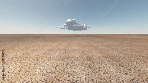 Canvas Print Dry cracked Earth with single cloud