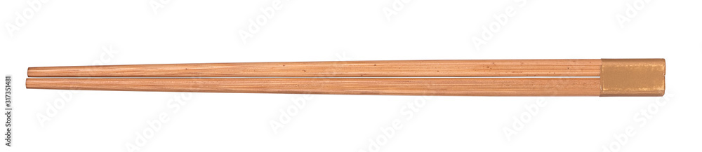 packaged bamboo chinese chopstick sticks on an isolated white background