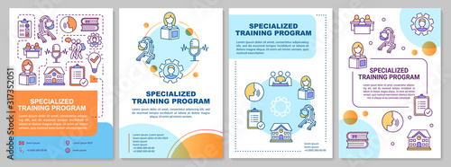Specialized training program brochure template. Inclusive education. Flyer, booklet, leaflet print, cover design with linear icons. Vector layouts for magazines, annual reports, advertising posters