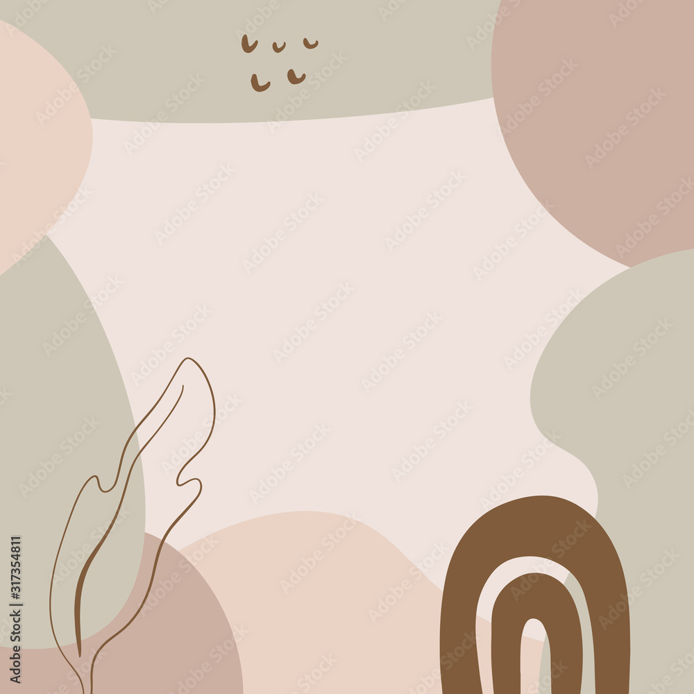 Modern abstract trendy background frame design, good for summer sale, social media promotional content and more. Random different shapes and floral silhouette element. Pastel natural earthy color pale Modern abstract trendy background frame design, good for summer sale, social media promotional content and more. Random different shapes and floral silhouette element. Pastel natural earthy color pale