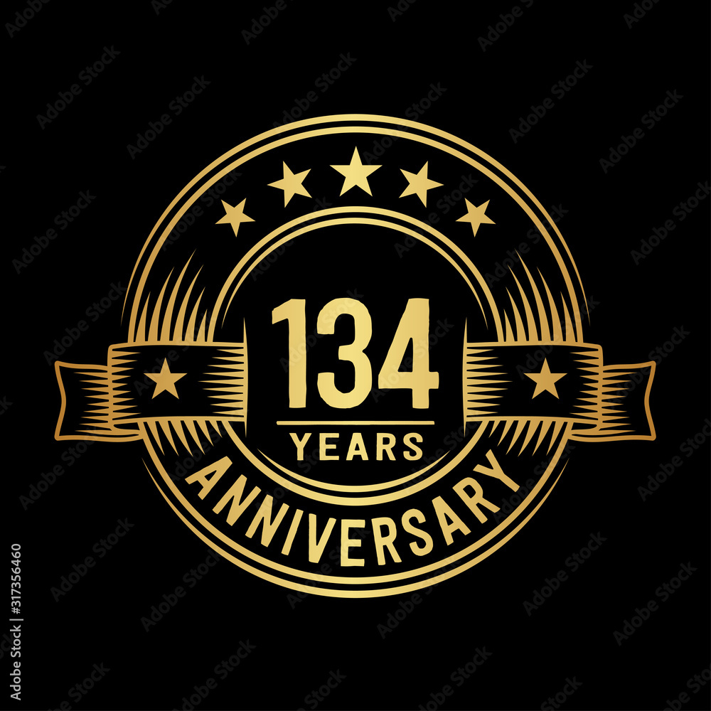 Fototapeta premium 134 years anniversary celebration logotype. Vector and illustration.
