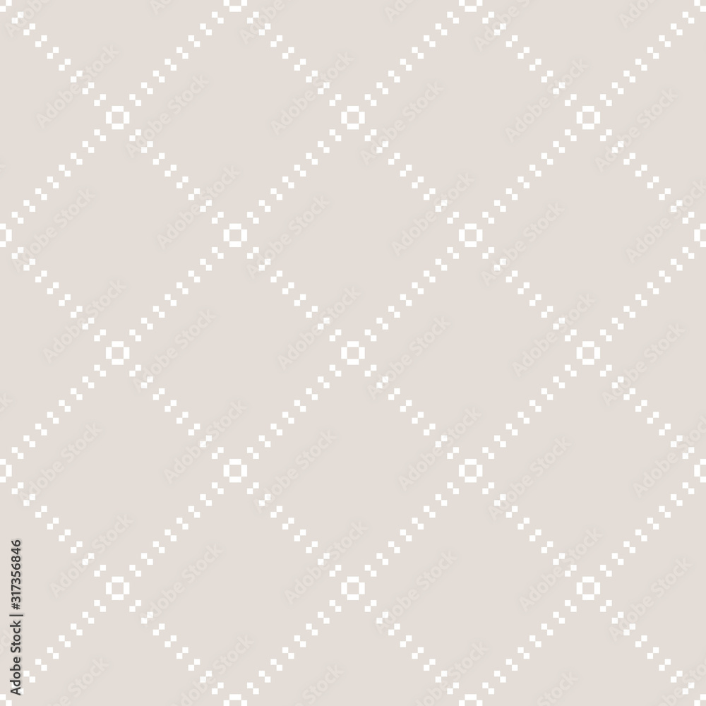 Fototapeta premium Subtle vector minimalist seamless pattern with small squares in diagonal grid