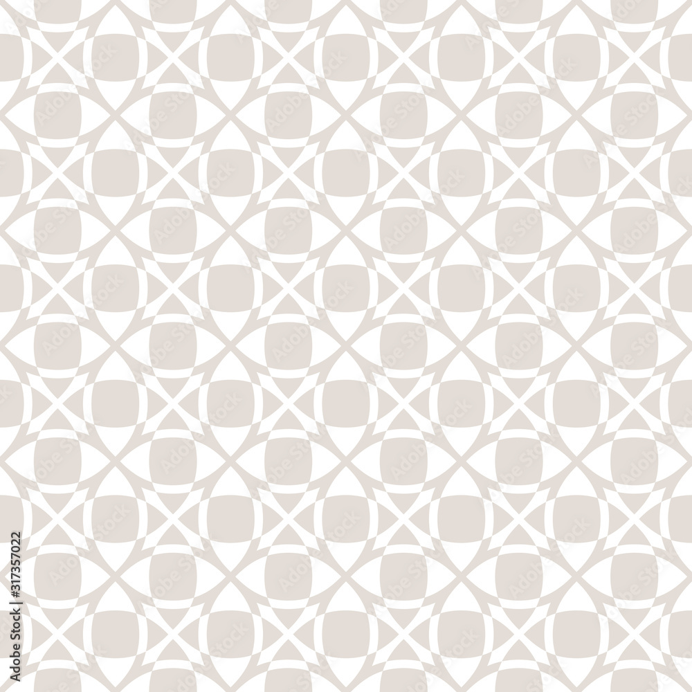 Subtle white and beige vector geometric seamless pattern grid, net, cross lines Subtle white and beige vector geometric seamless pattern grid, net, cross lines