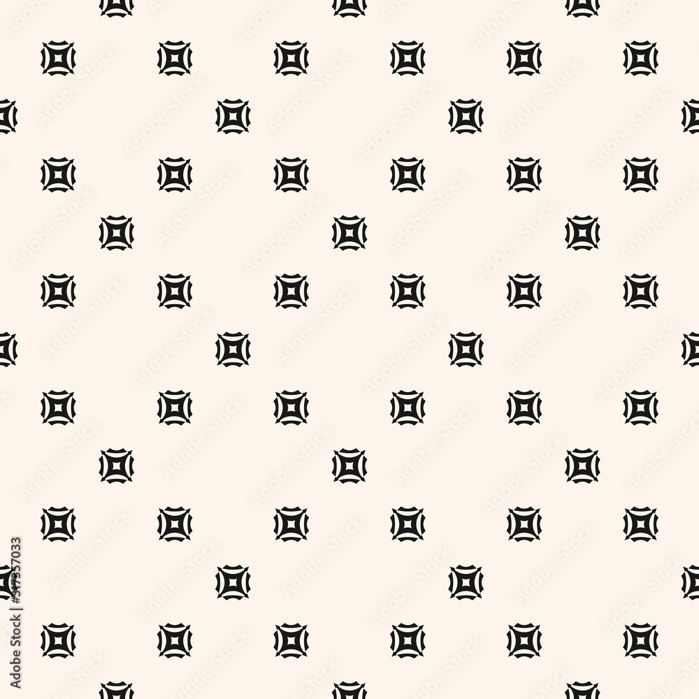 Black and white minimal geometric seamless pattern with small carved squares