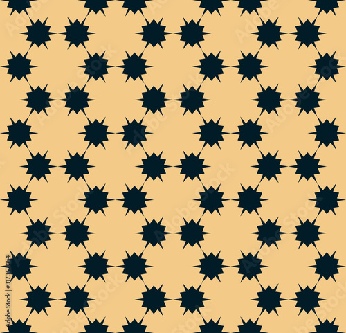 Vector minimalist geometric floral seamless pattern in black and yellow colors