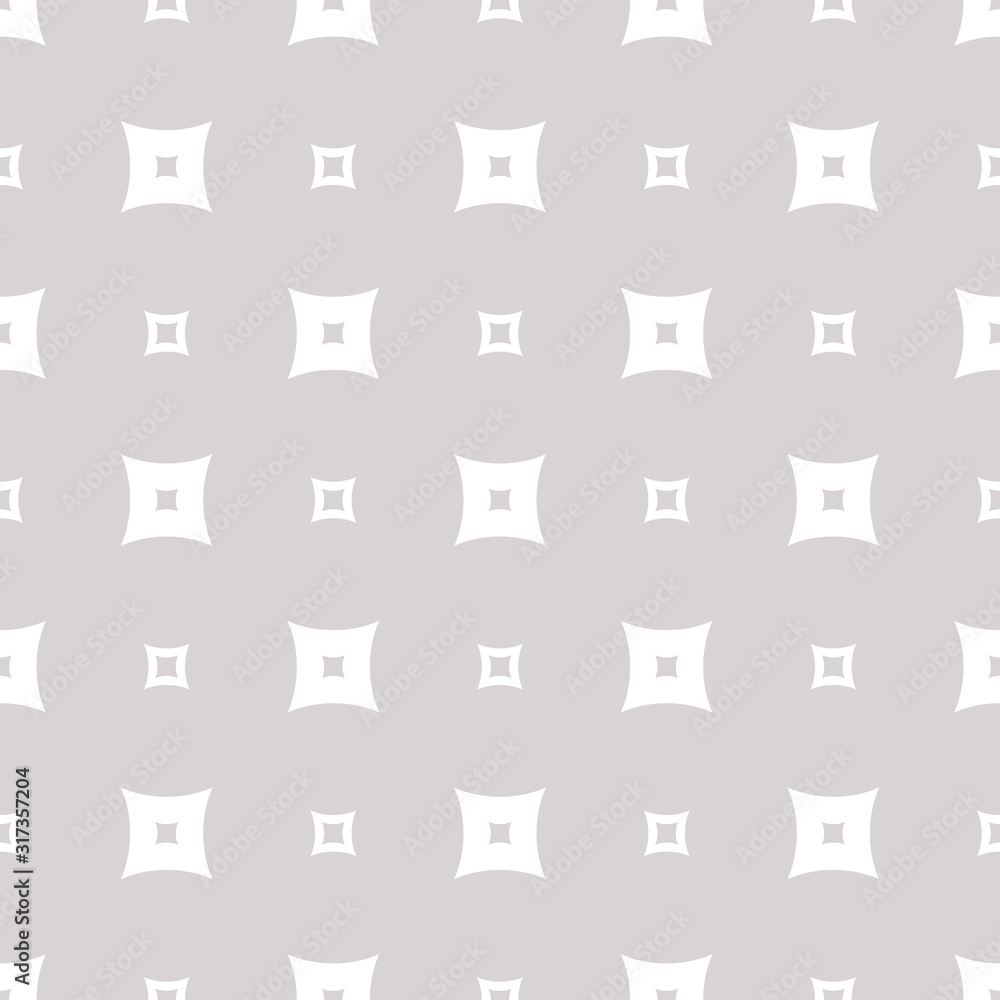 Abstract minimalist seamless pattern with small squares. White and gray colors