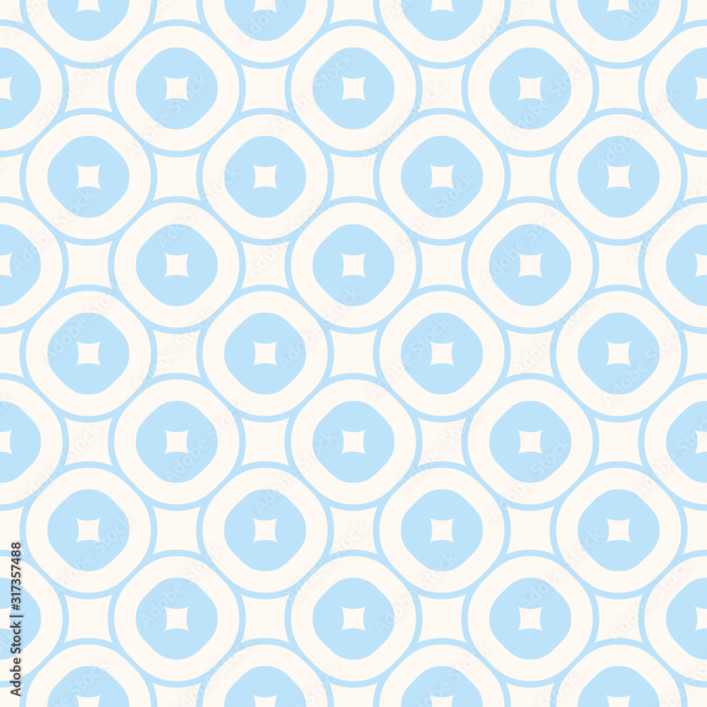 White and blue vector geometric seamless pattern. Subtle texture with circles