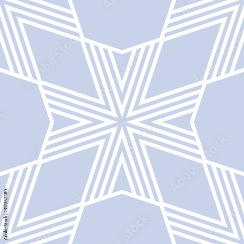 Geometric seamless pattern. Blue and white background with lines, stripes, grid