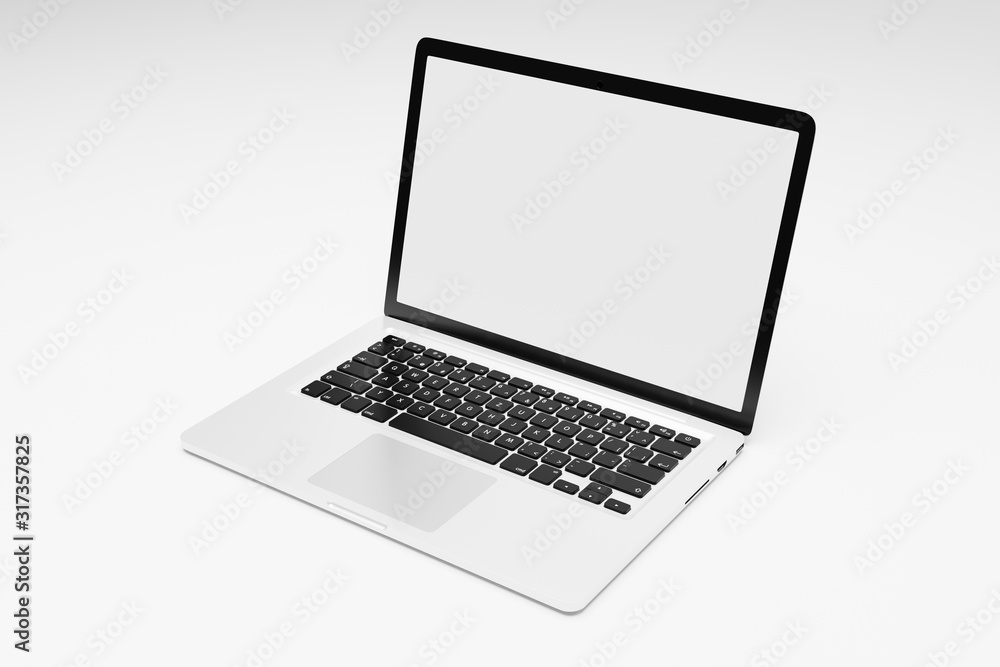 Laptop computer with blank white screen isolate on white background. screen mockup template Laptop computer with blank white screen isolate on white background. screen mockup template