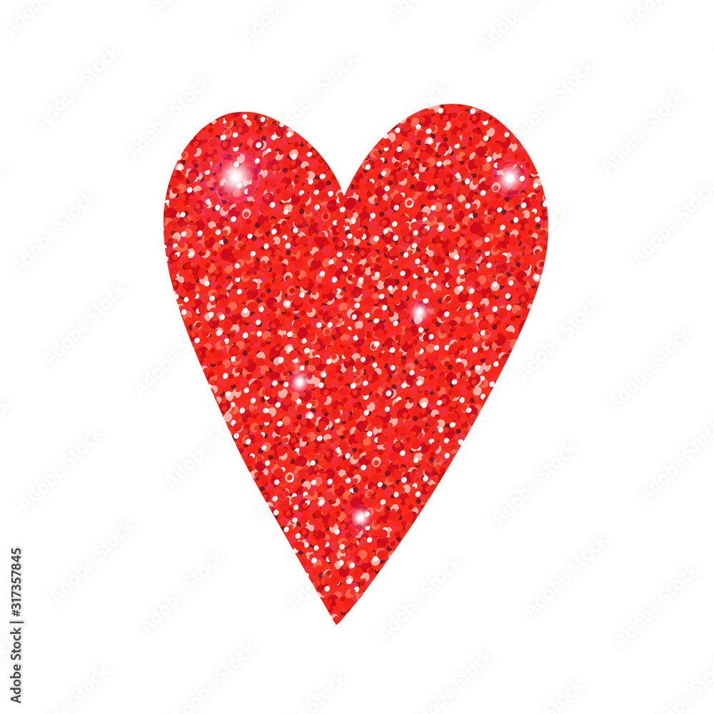 Big shiny red glittering heart. Elegant bright pink love decorating symbol for Valentines day greeting cards, 14 february posters, marriage and lovely events design