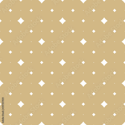 Gold and white vector seamless pattern with small diamond shapes, stars, dots