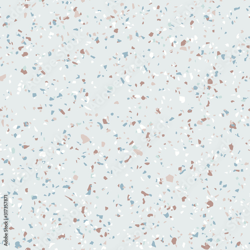 Terrazzo marble flooring seamless pattern. Vector floor texture. Pastel colors