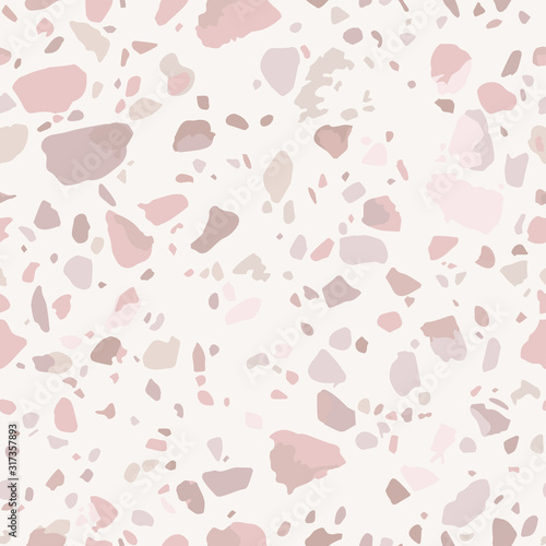 Terrazzo floor texture. Vector seamless pattern of Venetian mosaic flooring