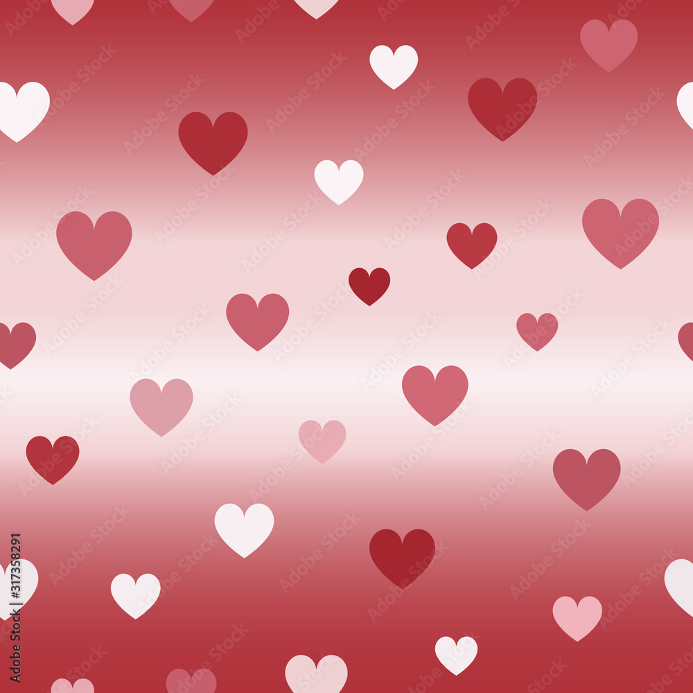 Glossy heart pattern. Seamless vector background