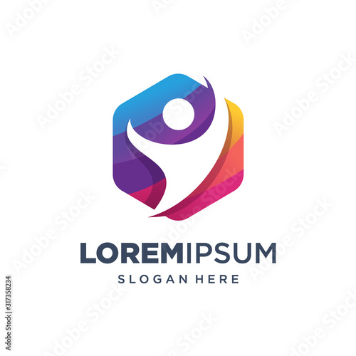 Creative People Care Concept Logo Design Template