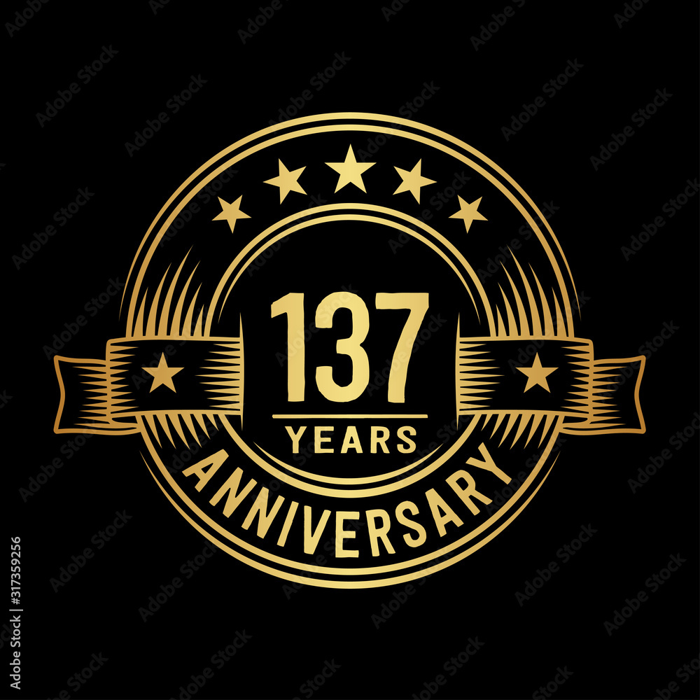 137 years anniversary celebration logotype. Vector and illustration.