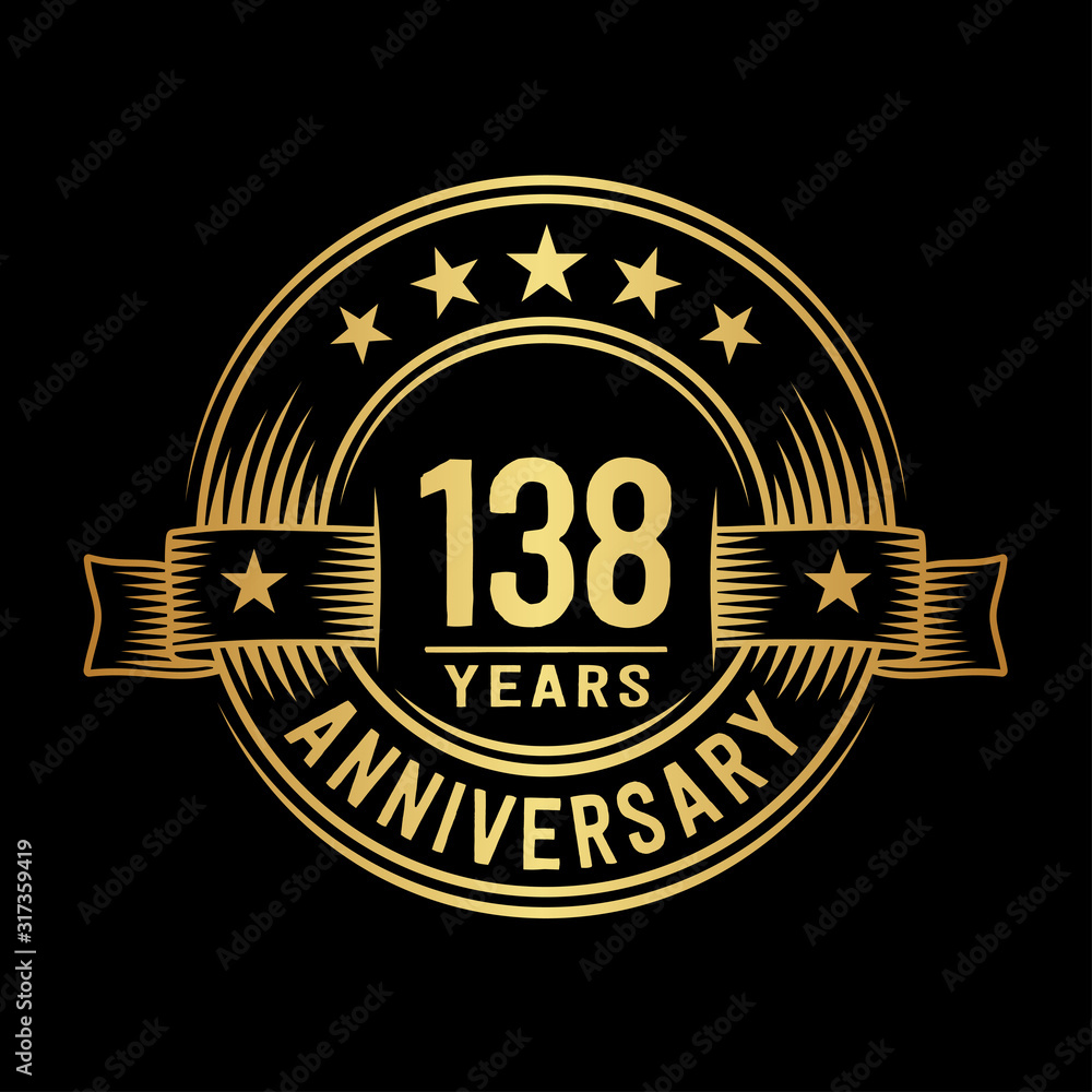 138 years anniversary celebration logotype. Vector and illustration.