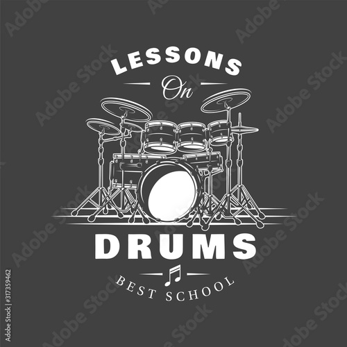 Music label isolated on black background