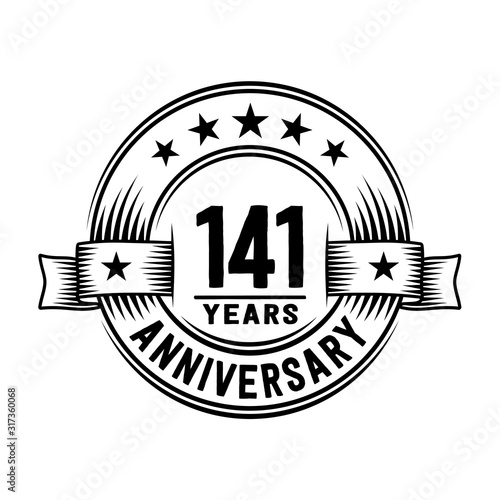 141 years anniversary celebration logotype. Vector and illustration.