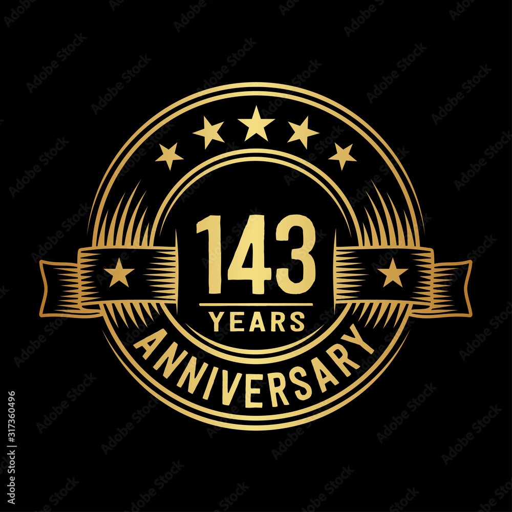 Fototapeta premium 143 years anniversary celebration logotype. Vector and illustration.