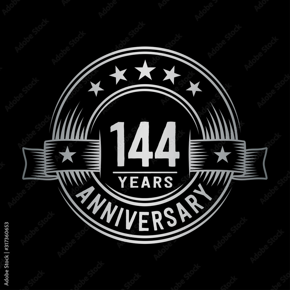 Fototapeta premium 144 years anniversary celebration logotype. Vector and illustration.