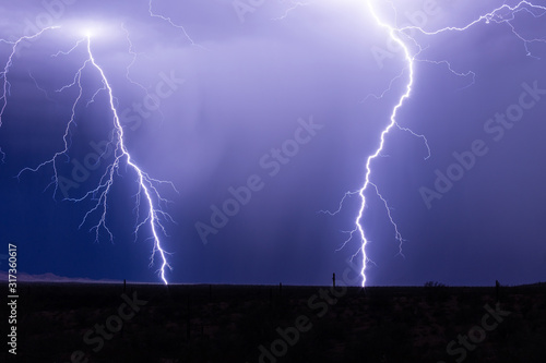 Thunderstorm lightning bolts