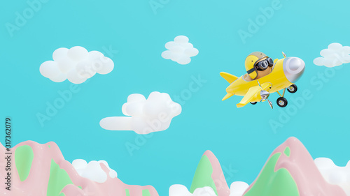 Yellow airplane are flying.