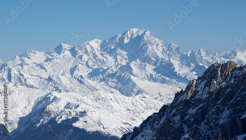 Mont blanc view snowy mountain from Mont Vallon Meribel 3 vallees © Andreas