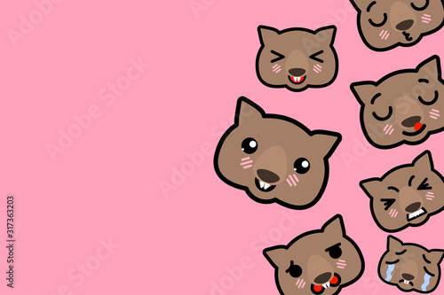 Template banner with place for text - funny Emoji wombats Vector illustration