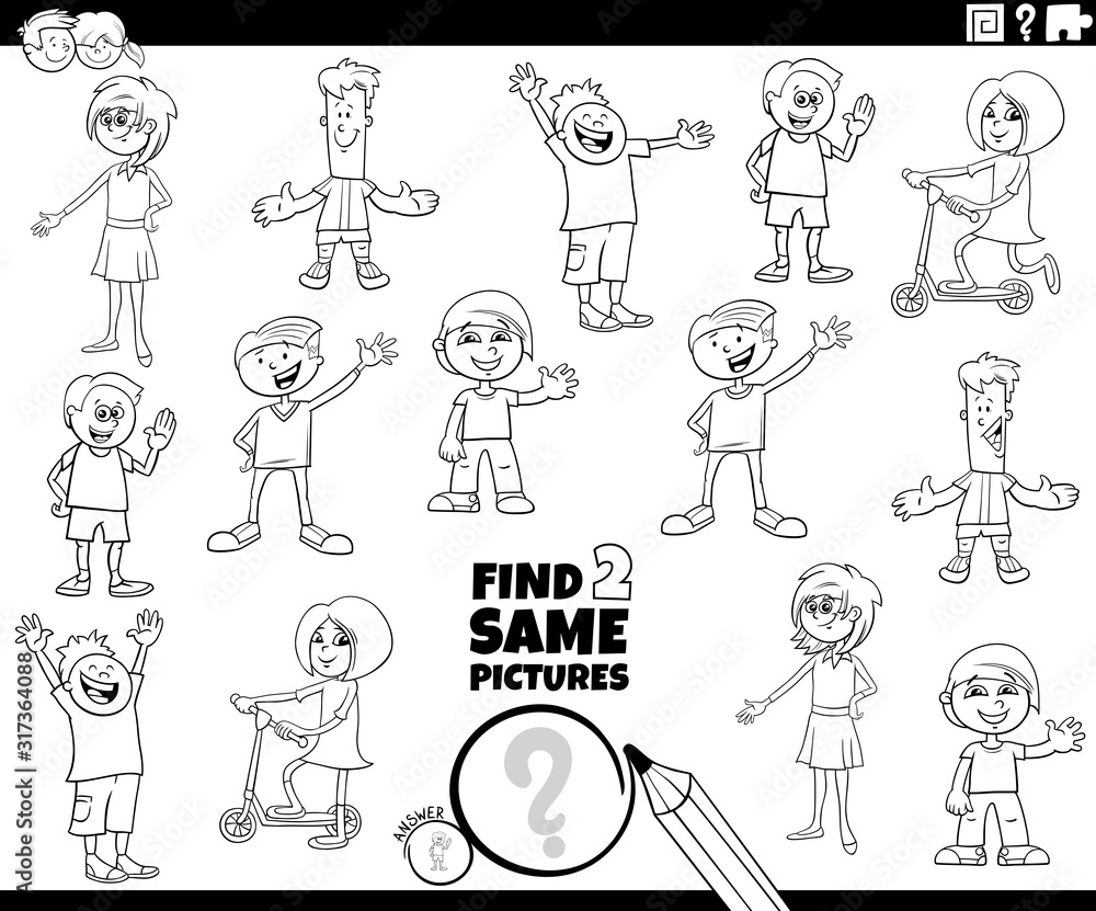 find two same kids coloring book game