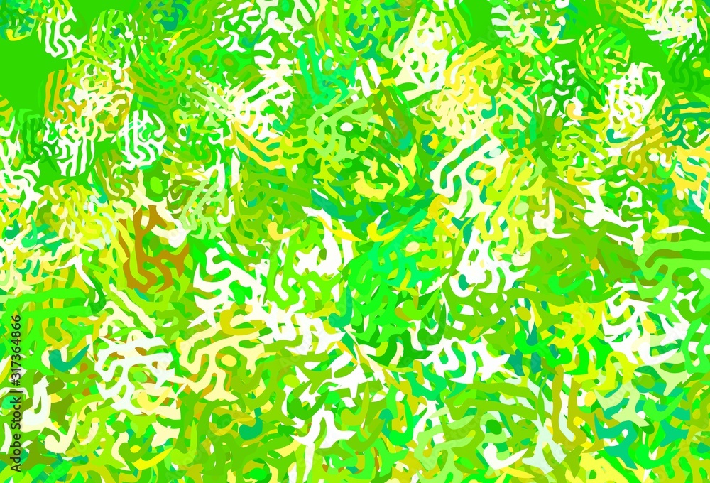 Obraz premium Light Green, Yellow vector texture with abstract forms.