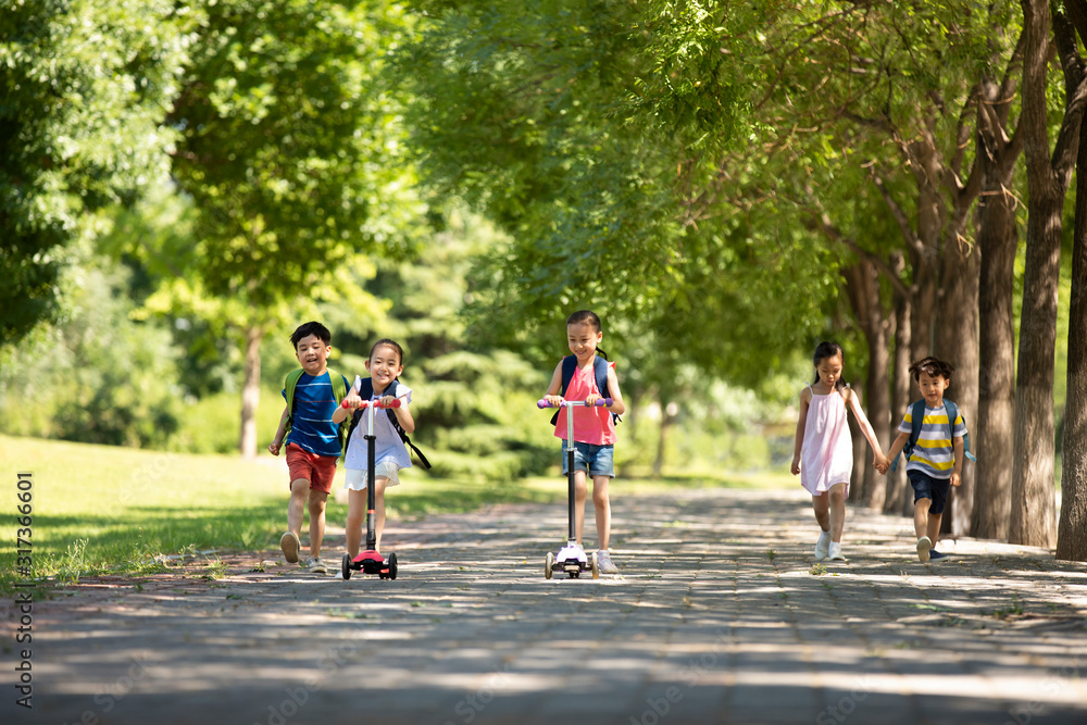 Happy children going to school Happy children going to school