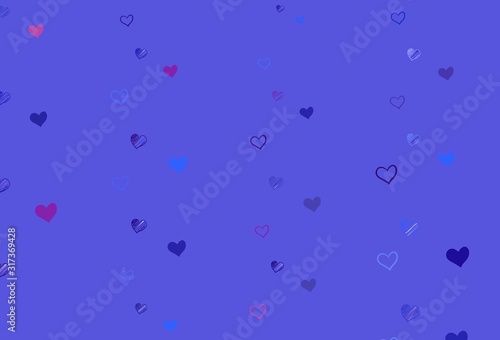Light Blue  Red vector backdrop with sweet hearts.