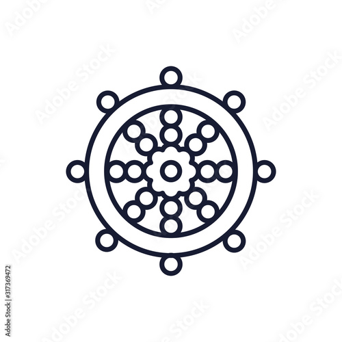 Buddhism wheel of dharma symbol vector design