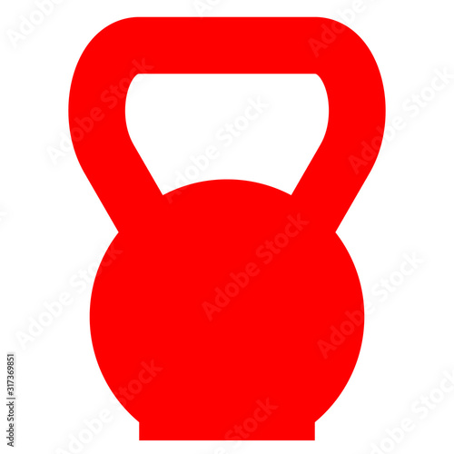 Gym weight kettlebell icon - red simple, isolated - vector