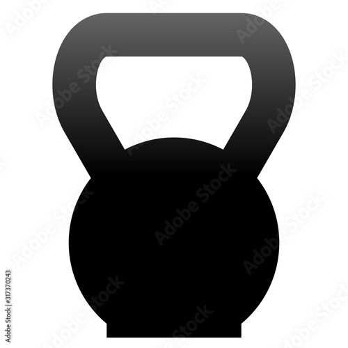 Gym weight kettlebell icon - black simple gradient, isolated - vector