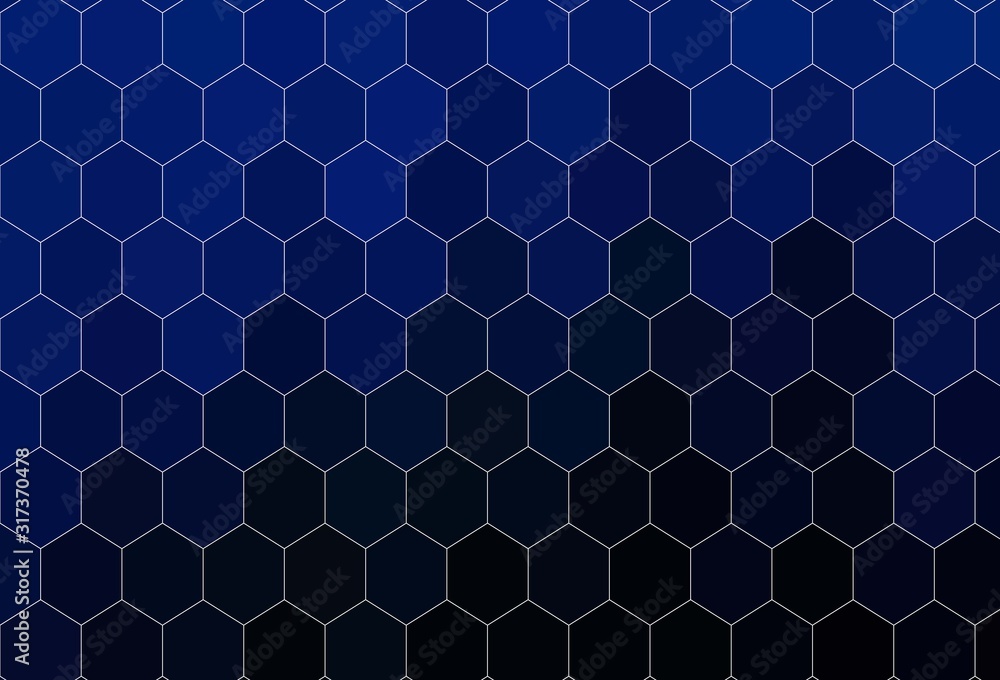 Dark BLUE vector layout with hexagonal shapes. Dark BLUE vector layout with hexagonal shapes.