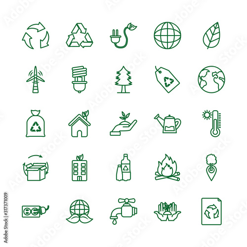 Isolated ecology and recycle icon set vector design