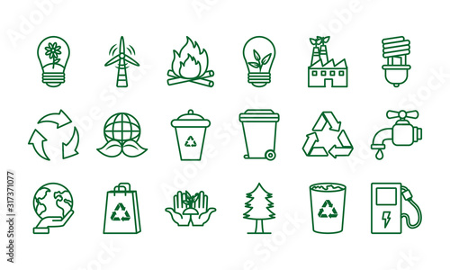 Isolated ecology and recycle icon set vector design