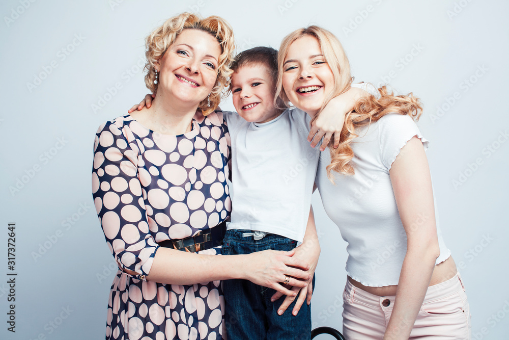 happy smiling blond family together posing cheerful on white background, generation concept. lifestyle people happy smiling blond family together posing cheerful on white background, generation concept. lifestyle people