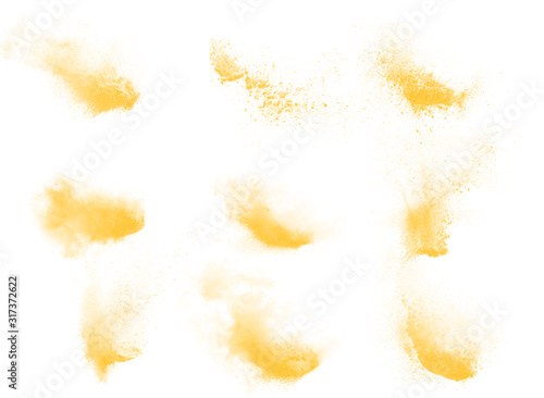 Beautiful set of yellow powder splash brushes