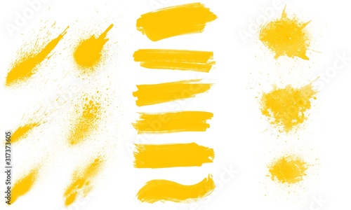 Beautiful set of yellow paint brushes