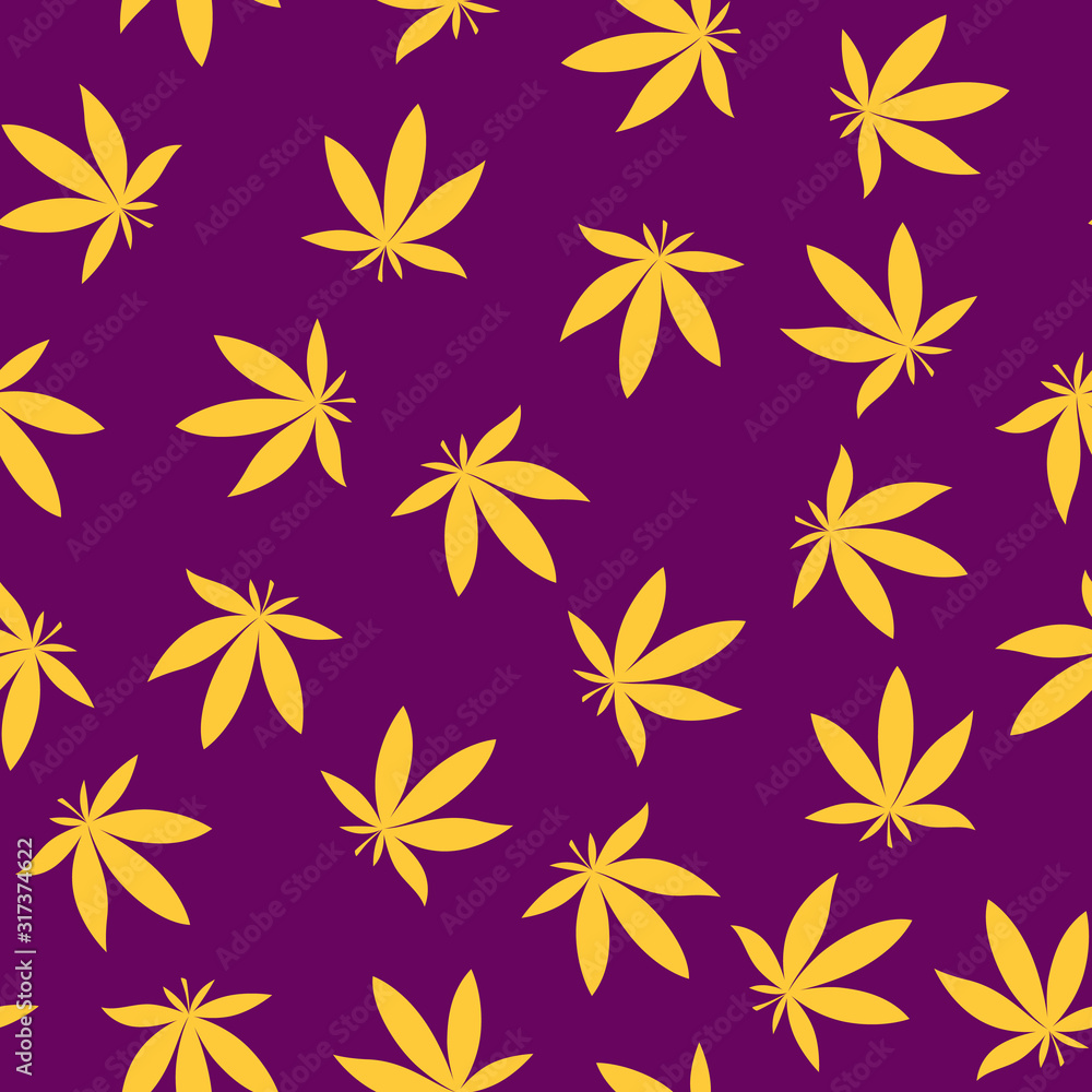 Cannabis marijuana leaves seamless pattern. Contrast colors Cannabis marijuana leaves seamless pattern. Contrast colors