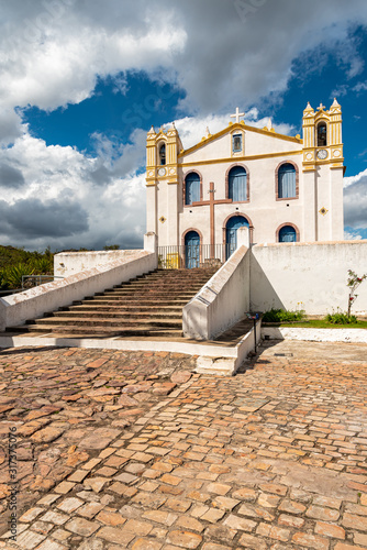 Facade of old colonnial catholic church in brazilian colonial own photo