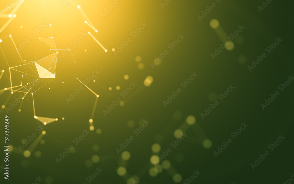 Fototapeta premium Abstract background. Molecules technology with polygonal shapes, connecting dots and lines. Connection structure. Big data visualization.