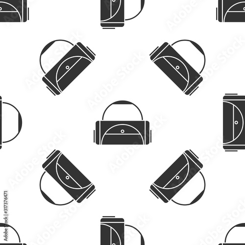 Grey Sport bag icon isolated seamless pattern on white background. Vector Illustration